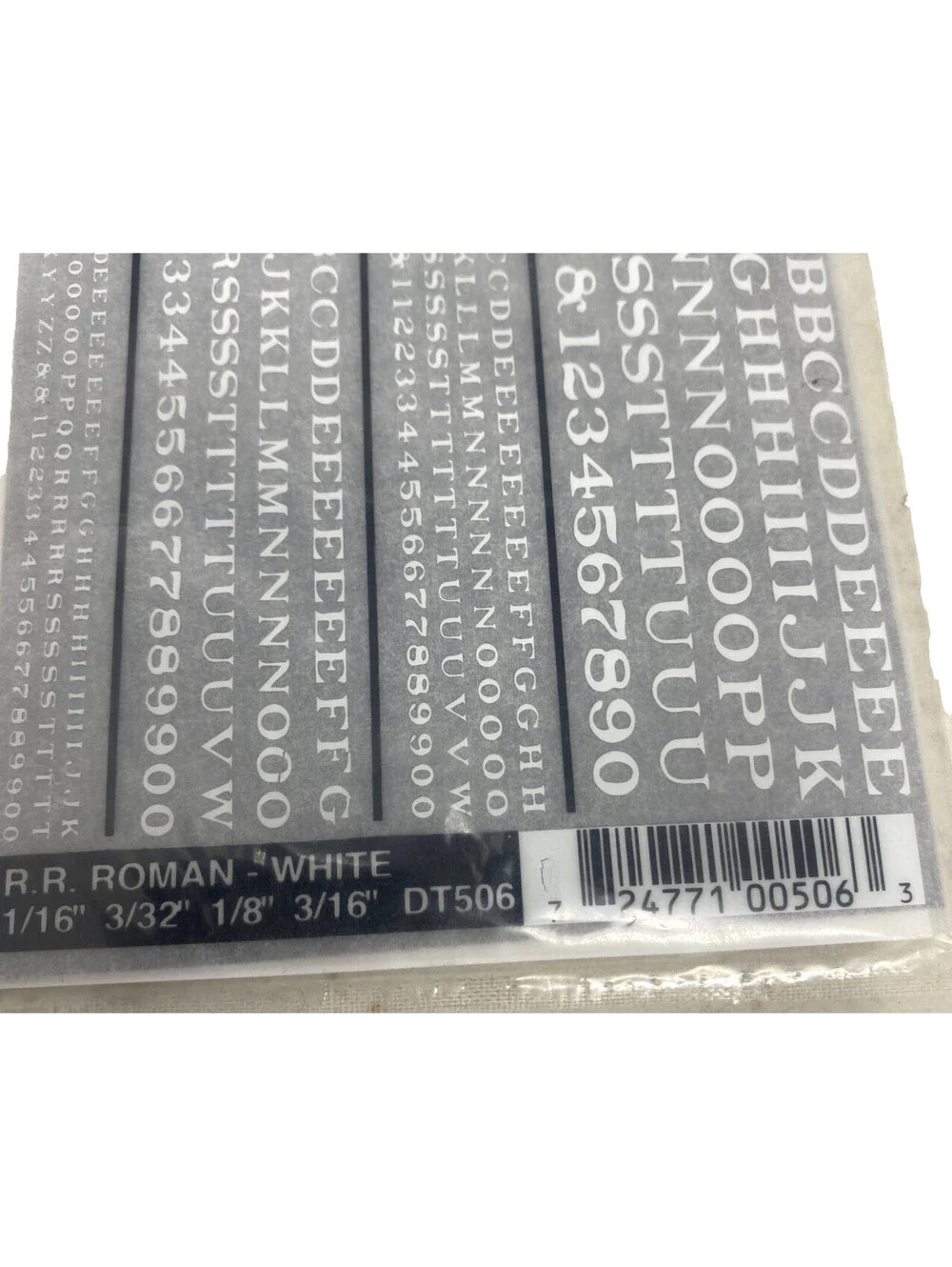 woodland Scenics Dry Transfer Roman White Letters/Numbers 1/16, 3/32, 1/8, 3/16